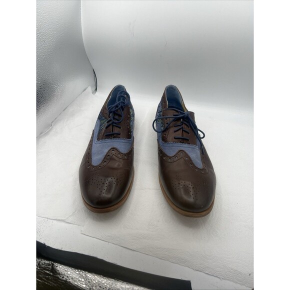 Robert Graham Mens Wingtip Oxford Shoes Brown Blue Paisley Lace Up Leather main image 8